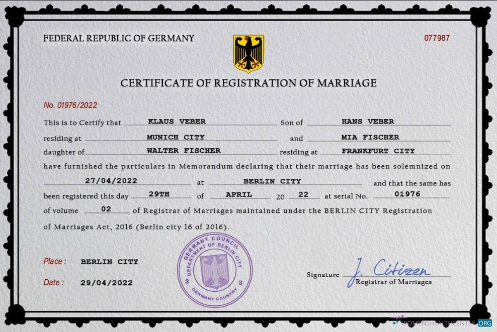 Download Germany marriage certificate PSD template Photoshop template